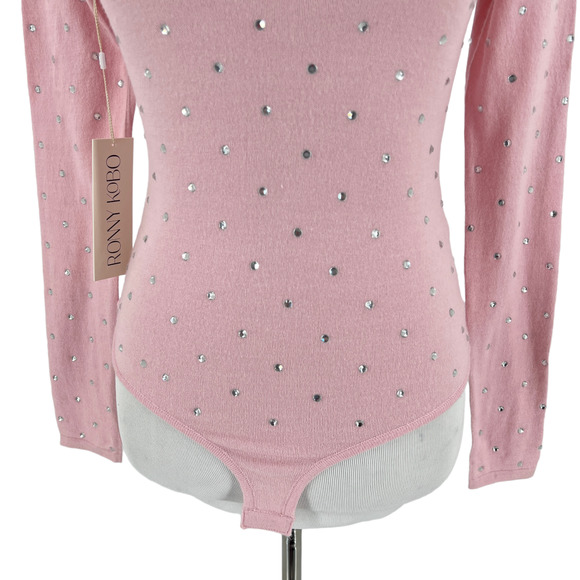 Ronny Kobo Womens Chani Bodysuit Ballet Pink Rhinestone Size Small - Picture 5 of 12